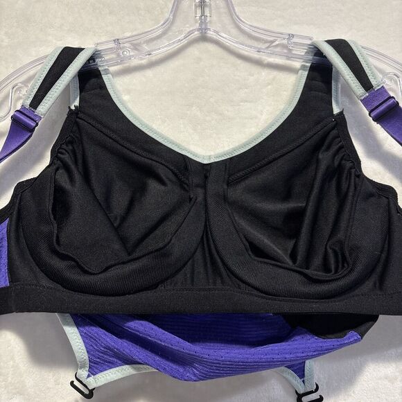 Glamorise 9166 Custom Control Black Purple High Impact Sports Bra Size 34DD - Picture 14 of 16